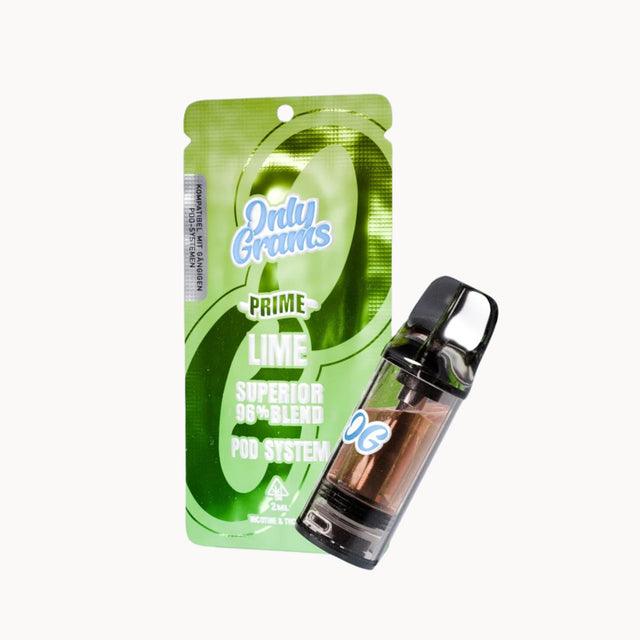 OnlyGrams Lime Superior Pod 96% – frischer Limettengeschmack im kompakten Vape-Format.
