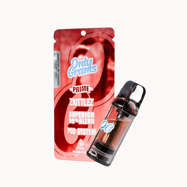 Zkittlez Superior Pod von OnlyGrams – süß-fruchtiger 10-HC Vape mit 96% Konzentration.
