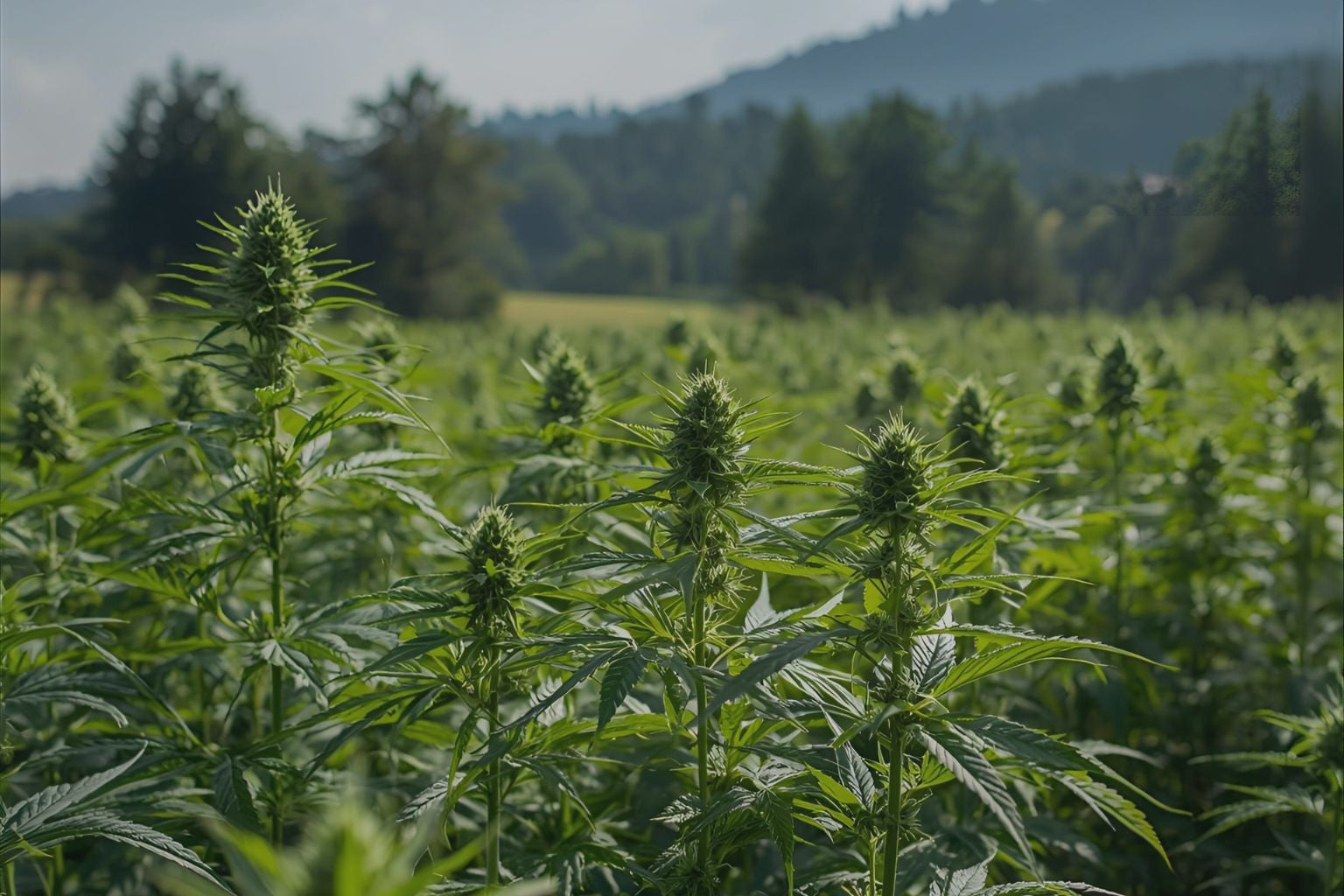 Bio-Hanffeld in Österreich, grüne Pflanzen unter freiem Himmel