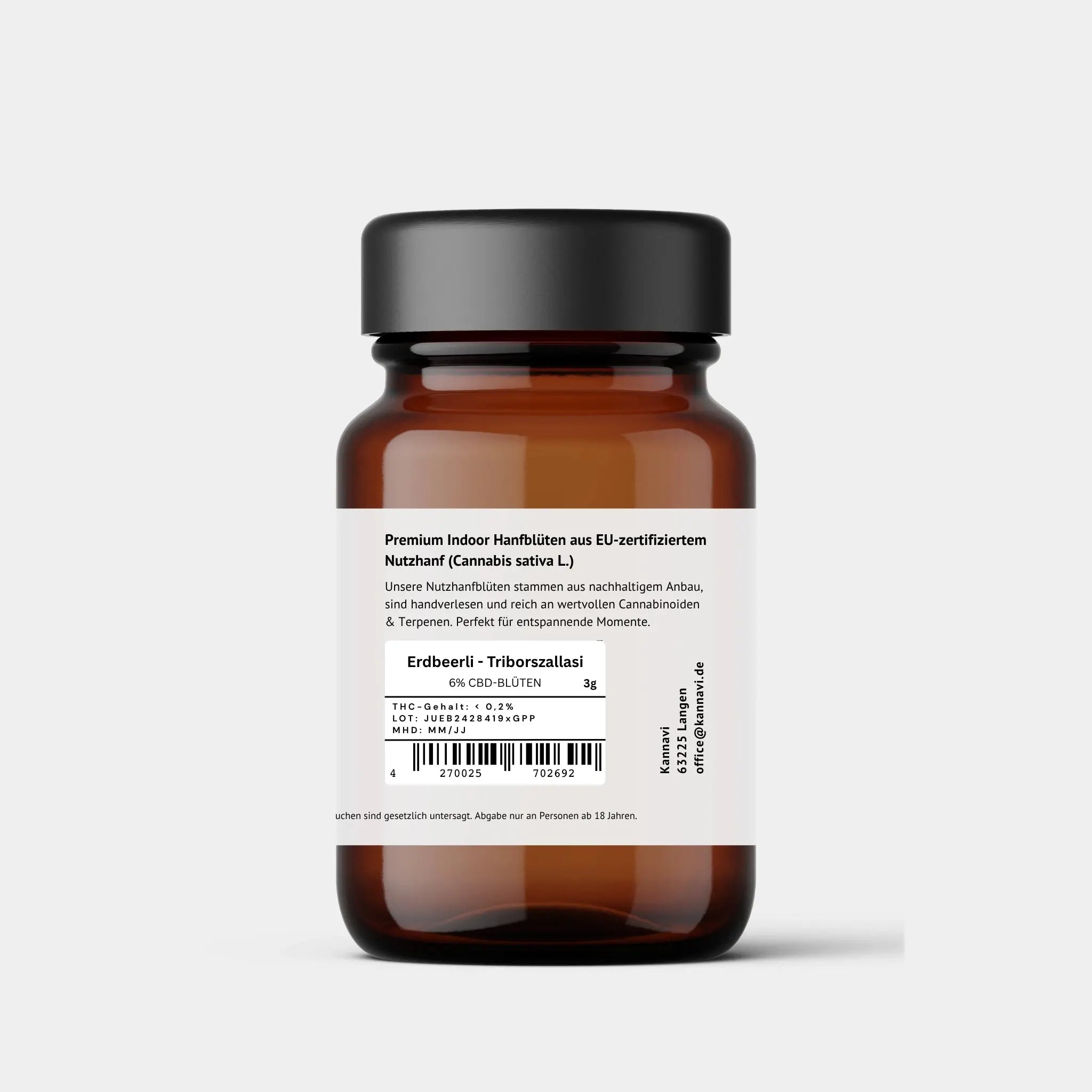 Premium Indoor CBD-Blüten Erdbeerli aus der EU-Nutzhanfsorte Triborszallasi